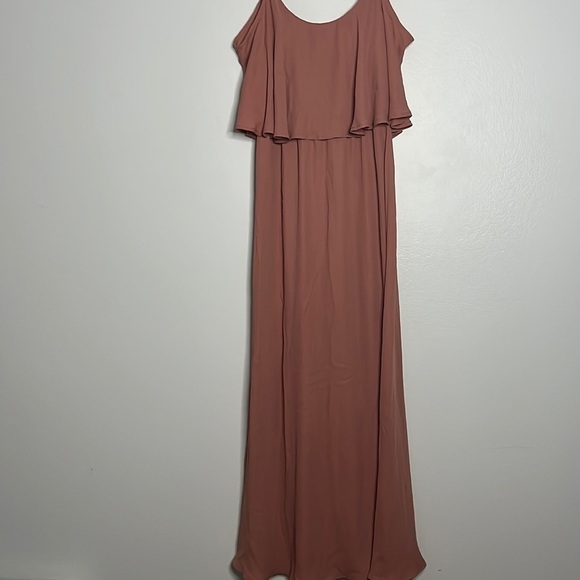 Show me your MUMU Caitlin Ruffle Women’s Maxi Length Peach Dress Size X-Small - Picture 2 of 8